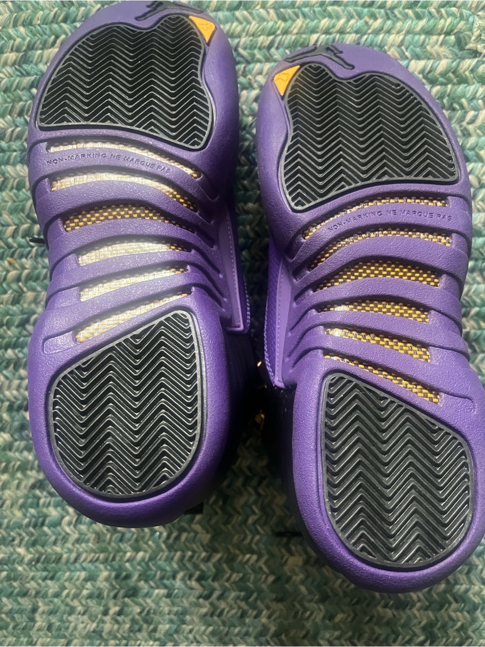 Nike Jordan’s Black & Purple High-Top Basketball Sneakers with Gold Accents - Picture 3 of 4